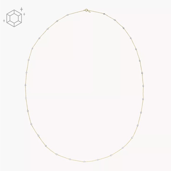 Fossil 14kt Plated Cubic Zirconia Station Necklace Brand New - Picture 6 of 7